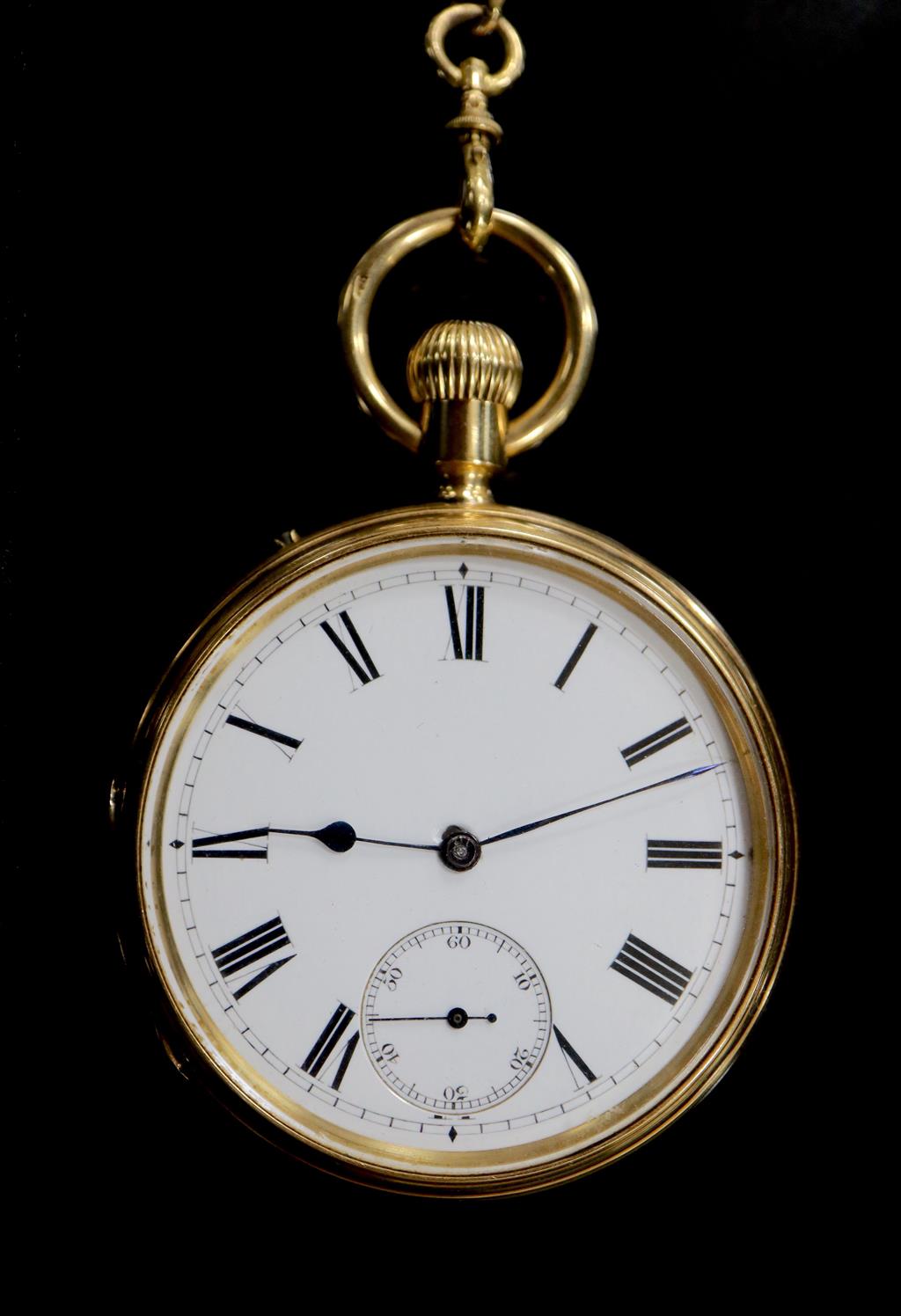 A Victorian 18ct gold open face keyless pocket watch by Mme Lind? 255 Oxford Circus Regent St.